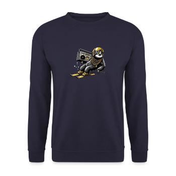 Faultier auf Ski - Lustiges Skifaultier - Unisex Pullover - Navy - Vorne - Alina (178cm) & Michal (187cm)