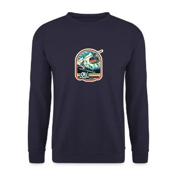 Retro Ski - Lustiger Ski Retro - Unisex Pullover - Navy - Vorne - Alina (178cm) & Michal (187cm)