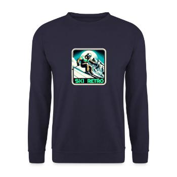 Retro Ski - Cooler Ski Retro - Unisex Pullover - Navy - Vorne - Alina (178cm) & Michal (187cm)