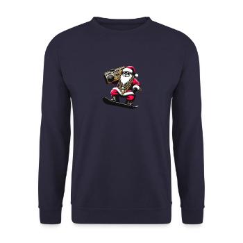 Weihnachtsmann auf Ski - Lustiger - Unisex Pullover - Navy - Vorne - Alina (178cm) & Michal (187cm)