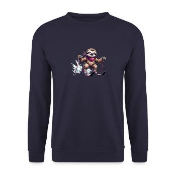 Faultier Ski - Lustiges Skifaultier - Unisex Pullover - Navy - Vorne - Alina (178cm) & Michal (187cm)