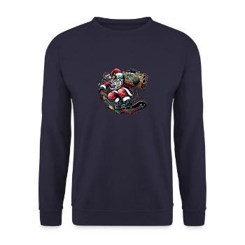 Weihnachtsmann auf Ski - Lustige Ski-Weihnacht - Unisex Pullover - Navy - Vorne - Alina (178cm) & Michal (187cm)