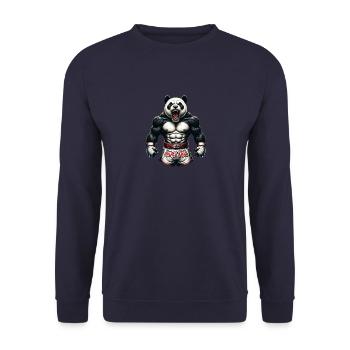 Angry Muay Thai Panda - Thai Boxen und Kämpfen - Unisex Pullover - Navy - Vorne - Alina (178cm) & Michal (187cm)