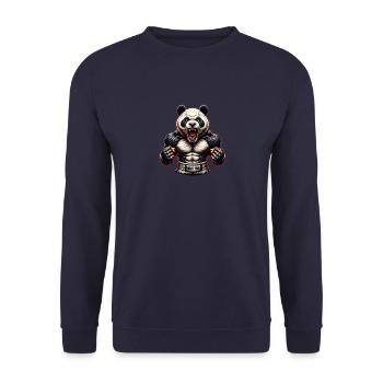 Muay Thai Panda - Thailändisches Boxen und Kämpfen - Unisex Pullover - Navy - Vorne - Alina (178cm) & Michal (187cm)