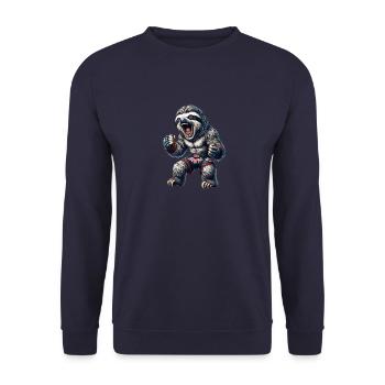 Wütendes Muay Thai Faultier - Thai Boxen und - Unisex Pullover - Navy - Vorne - Alina (178cm) & Michal (187cm)