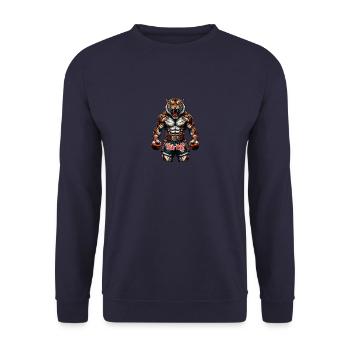 Muay Thai Tiger - Thailändisches Boxen und Kämpfen - Unisex Pullover - Navy - Vorne - Alina (178cm) & Michal (187cm)