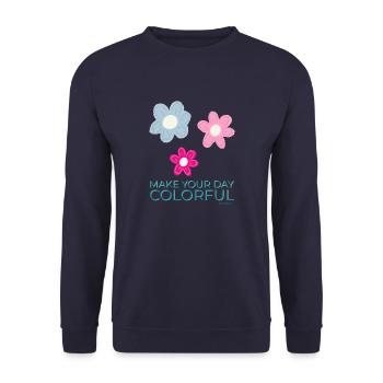 Make your day colorful - Unisex Pullover - Navy - Vorne - Alina (178cm) & Michal (187cm)