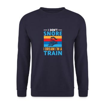 I don´t Snore i dream i am a Train - Unisex Pullover - Navy - Vorne - Alina (178cm) & Michal (187cm)