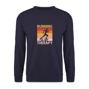 Laufen Läufer Running Vintage Fitness Sprüche - Unisex Pullover - Navy - Vorne - Alina (178cm) & Michal (187cm)