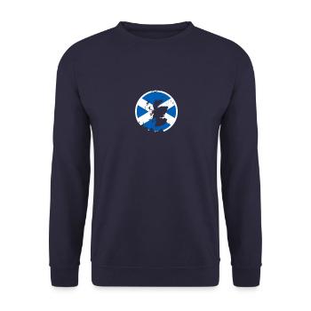 Schottland Vintage Karte Schottische Flagge - Unisex Pullover - Navy - Vorne - Alina (178cm) & Michal (187cm)