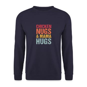 Hahn Hühner Hühnchen Vintage Hähnchen Rooster - Unisex Pullover - Navy - Vorne - Alina (178cm) & Michal (187cm)