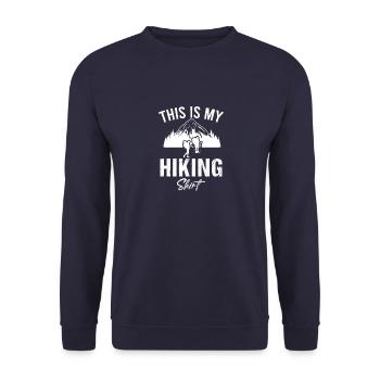 Wandern Wanderung Hiking Vintage Outdoor Trekking - Unisex Pullover - Navy - Vorne - Alina (178cm) & Michal (187cm)