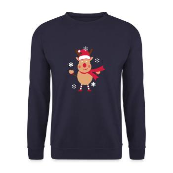 Renne de Noël - Sweat-shirt Unisexe - marine - Devant - Alina (178cm) & Michal (187cm)