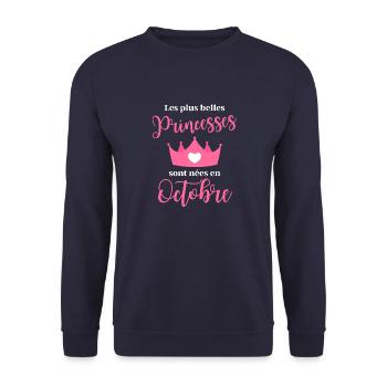 Les plus bellas princess sont nees en octobre - Sweat-shirt Unisexe - marine - Devant - Alina (178cm) & Michal (187cm)