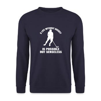 Hockey sur gazon cadeau Floorball Joueur de hockey - Sweat-shirt Unisexe - marine - Devant - Alina (178cm) & Michal (187cm)