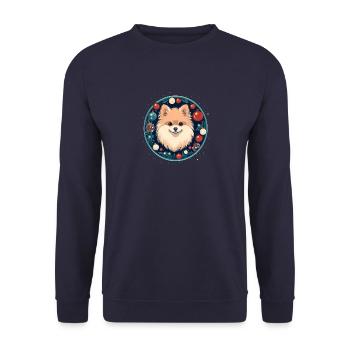 Chien de Poméranie Noël, Chiens d’amour - Sweat-shirt Unisexe - marine - Devant - Alina (178cm) & Michal (187cm)