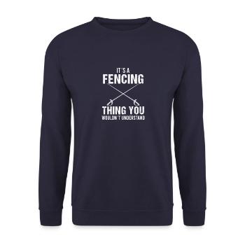 Fechten Fechter Degen Vintage Fencing Florett Fech - Unisex Pullover - Navy - Vorne - Alina (178cm) & Michal (187cm)