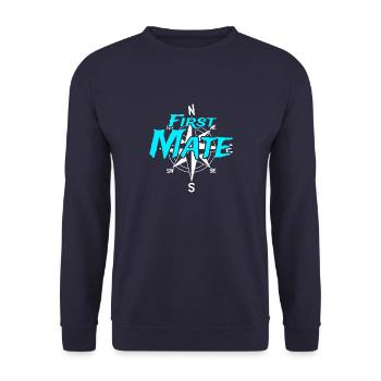 Erster Maat Boots Crew Skipper Segler Kapitän - Unisex Pullover - Navy - Vorne - Alina (178cm) & Michal (187cm)