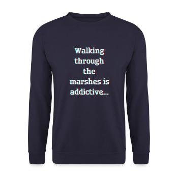 Walking throught the marshes is addictive - Unisex Sweatshirt - navy - Front - Alina (178cm) & Michal (187cm)
