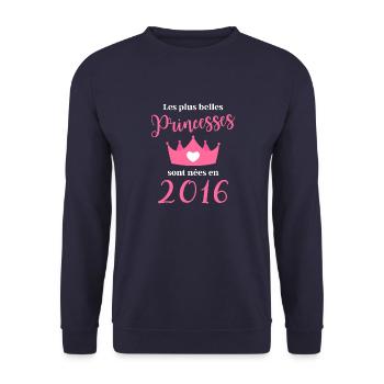Les plus belles princess sont nees en 2016 - Sweat-shirt Unisexe - marine - Devant - Alina (178cm) & Michal (187cm)