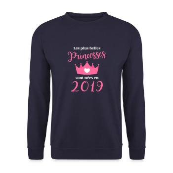 Les plus belles princess sont nees en 2019 - Sweat-shirt Unisexe - marine - Devant - Alina (178cm) & Michal (187cm)
