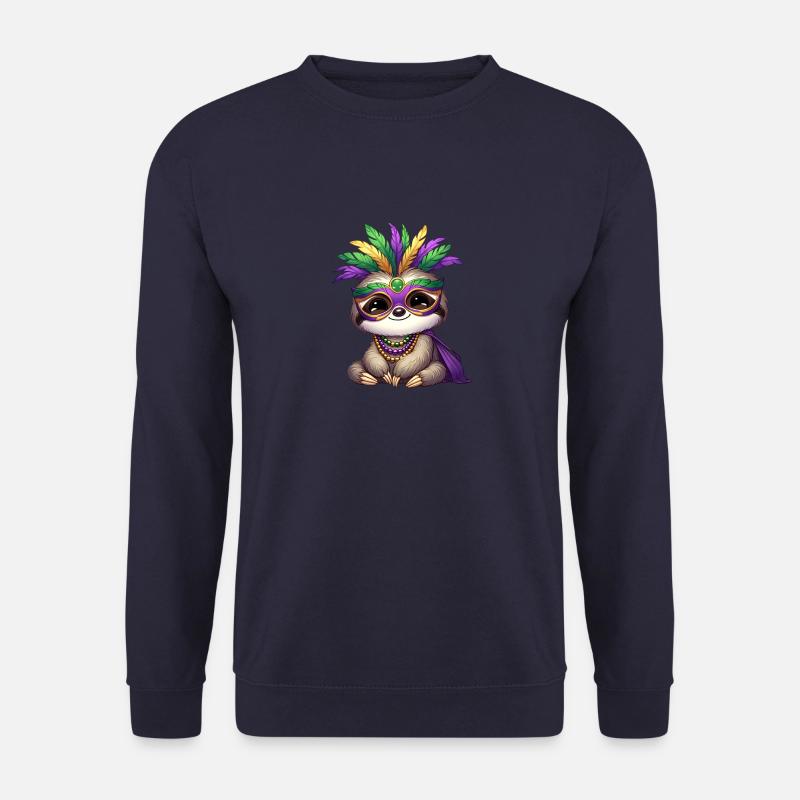 Mardi Gras Sloth Comic Design - Unisex Sweatshirt - navy