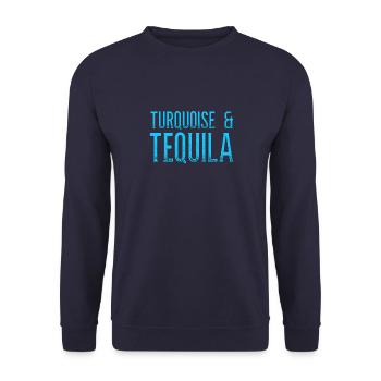 Turquoise Tequila Jeu De Jeu Boisson Alcoolisée Mexicain Cool - Sweat-shirt Unisexe - marine - Devant - Alina (178cm) & Michal (187cm)