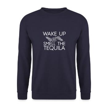 Réveillez-vous Odeur La Tequila Boisson Mexicaine Cool Jeu De Mots - Sweat-shirt Unisexe - marine - Devant - Alina (178cm) & Michal (187cm)