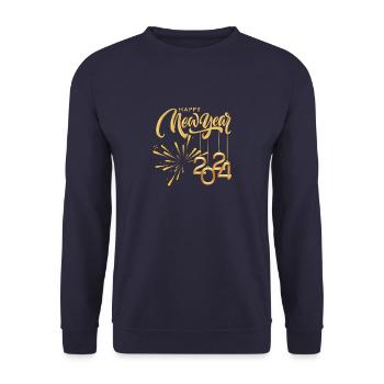 Happy New year 2024 en doré - Sweat-shirt Unisexe - marine - Devant - Alina (178cm) & Michal (187cm)
