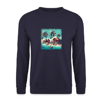 Reethi Beach Maldives Vacances Grunge - Sweat-shirt Unisexe - marine - Devant - Alina (178cm) & Michal (187cm)