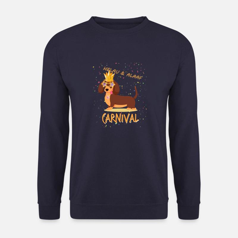 Dackel, Karneval, Fasching, Helau, Alaaf, König - Unisex Pullover - Navy