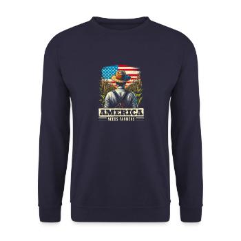 America Needs Farmers - Gift for USA Farmers - Unisex Sweatshirt - navy - Front - Alina (178cm) & Michal (187cm)