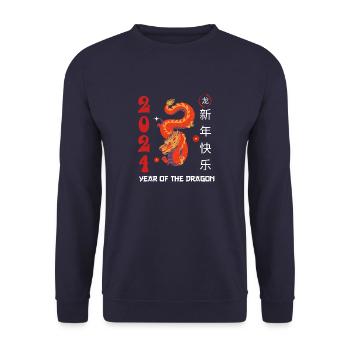 Célébration du Dragon 2024 - Joyeux Nouvel An chinois - Sweat-shirt Unisexe - marine - Devant - Alina (178cm) & Michal (187cm)