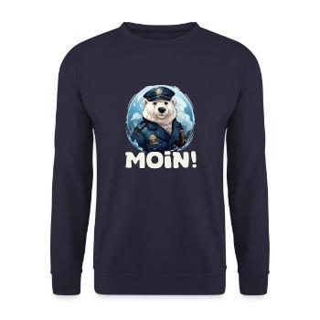 Drôle de capitaine d’ours polaire de chien de mer avec dire Moin - Sweat-shirt Unisexe - marine - Devant - Alina (178cm) & Michal (187cm)