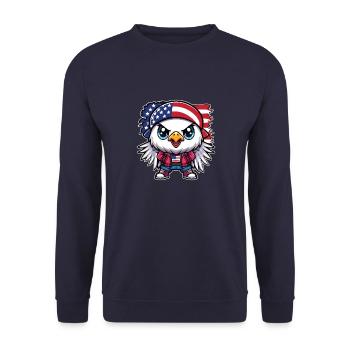Amerikanische Flagge Teenager Adler - Unisex Pullover - Navy - Vorne - Alina (178cm) & Michal (187cm)