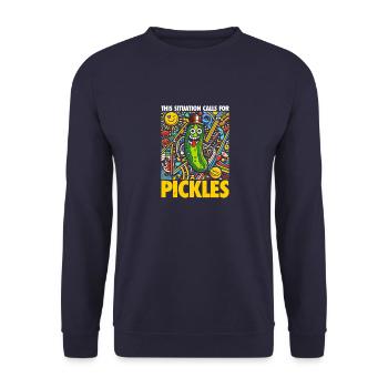 This Situation Calls For Pickles - Gurken Geschenk - Unisex Pullover - Navy - Vorne - Alina (178cm) & Michal (187cm)