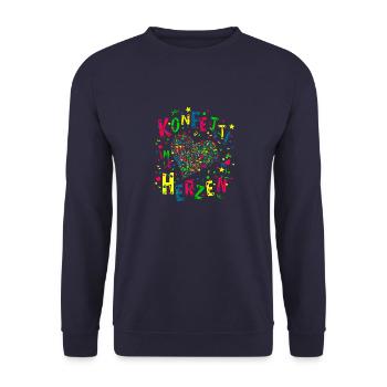 Konfetti im Herzen für Karneval oder Fasching - Unisex Pullover - Navy - Vorne - Alina (178cm) & Michal (187cm)