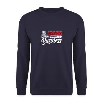 Johnsons Arbeit Familie Team Geschenkidee - Unisex Pullover - Navy - Vorne - Alina (178cm) & Michal (187cm)