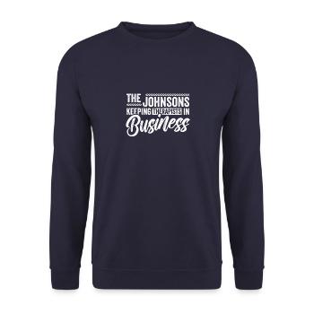 Johnsons Arbeit Familie Team Geschenkidee - Unisex Pullover - Navy - Vorne - Alina (178cm) & Michal (187cm)