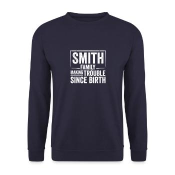 Smith Birth Family Team Gift Idea - Unisex Sweatshirt - navy - Front - Alina (178cm) & Michal (187cm)