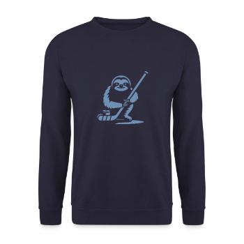 Faultier Eishockey Silhouette - Unisex Pullover - Navy - Vorne - Alina (178cm) & Michal (187cm)