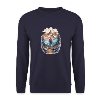 Abenteuer Bergpfad - Unisex Pullover - Navy - Vorne - Alina (178cm) & Michal (187cm)