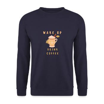 Wakeup Coffee Design - Unisex Sweatshirt - navy - Front - Alina (178cm) & Michal (187cm)