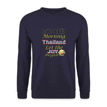 Thailand Urlaub - Good Morning Thailand - Unisex Pullover - Navy - Vorne - Alina (178cm) & Michal (187cm)