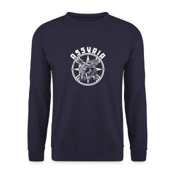 Lamassu Irak Assyrien Sumer Mythologie Antik - Unisex Pullover - Navy - Vorne - Alina (178cm) & Michal (187cm)