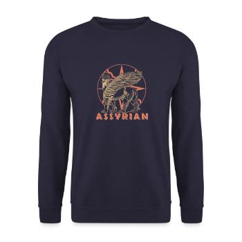 Lamassu Persien Faravahar Babylon Assyrien Antik - Unisex Pullover - Navy - Vorne - Alina (178cm) & Michal (187cm)