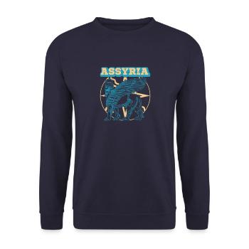 Assyrien Persien Lamassu Iran Mesopotamien Antik - Unisex Pullover - Navy - Vorne - Alina (178cm) & Michal (187cm)