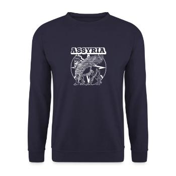 Assyrien Persien Lamassu Iran Mesopotamien Antik - Unisex Pullover - Navy - Vorne - Alina (178cm) & Michal (187cm)
