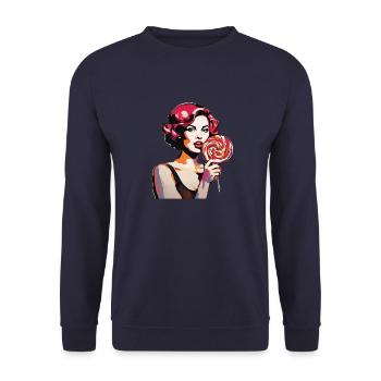 Style Pop Art Femmes et Lolli - Sweat-shirt Unisexe - marine - Devant - Alina (178cm) & Michal (187cm)