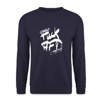 FCK AFD speckled white - Unisex Pullover - Navy - Vorne - Alina (178cm) & Michal (187cm)